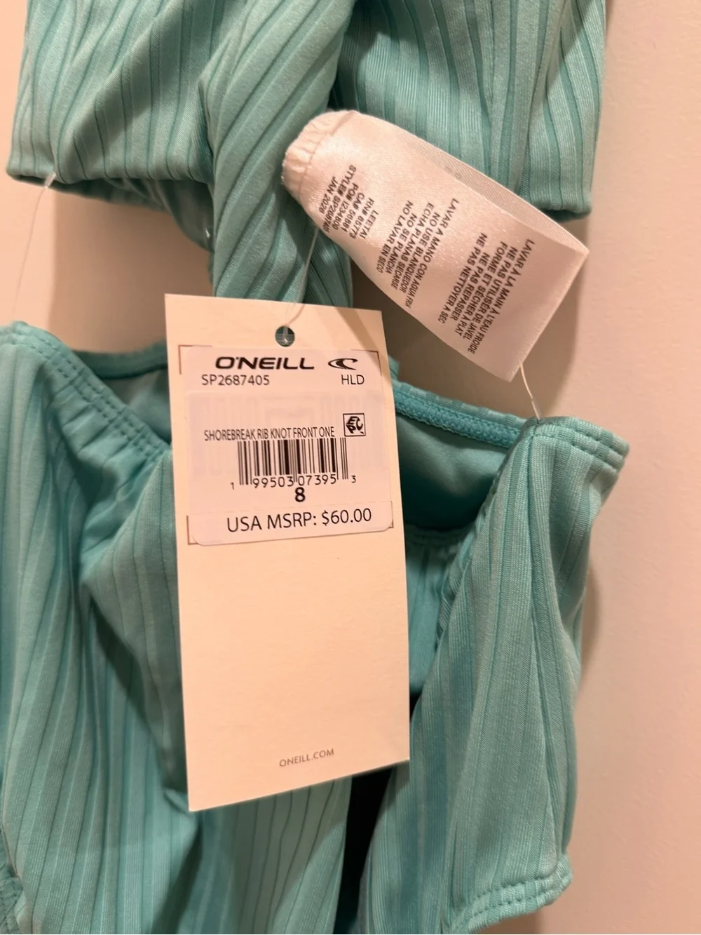 O'Neill Aqua Ribbed Kids One-Piece Swimsuit- NWT
